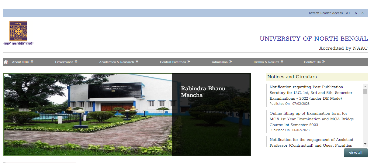 University of North Bengal Admission, Courses, Fees, Ranking and Contact Details.