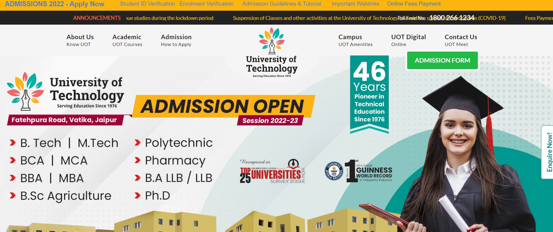 University of Technology Admission, Course Offer, Eligibility and Campus Facility