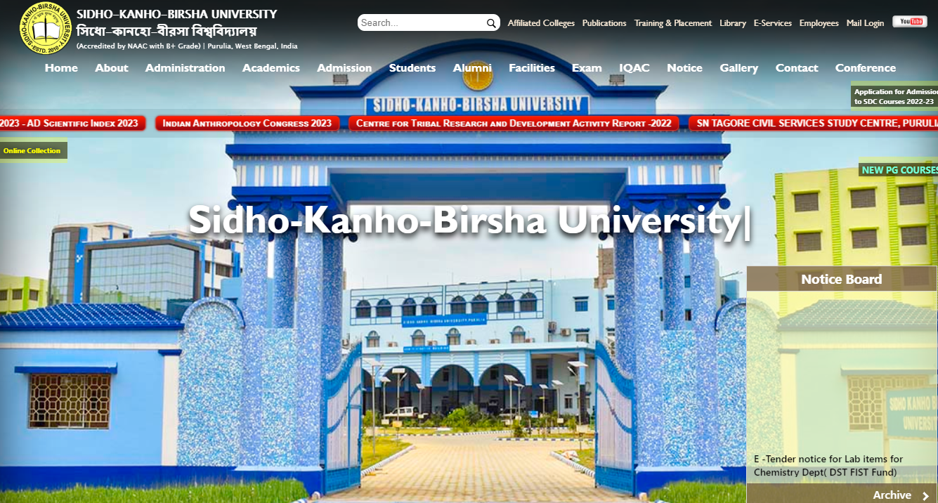 Sidho-Kanho-Birsha University West Bengal Admission, Courses, Fees, Ranking and Contact Details.