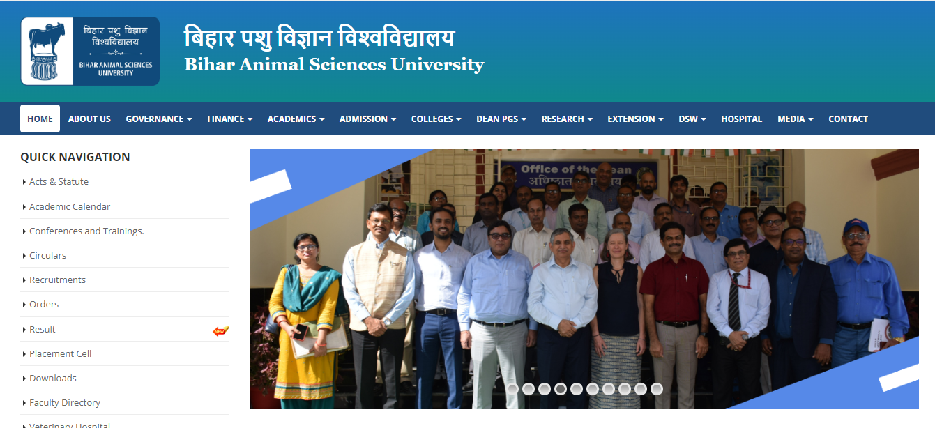 Bihar Animal Sciences University Admission, Courses, Fees, Ranking and Contact Details.